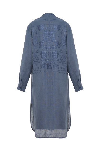 FRAMED FLOWERS &amp; BEES  ДОВГА СОРОЧКА З ВИШИВКОЮ. ЛЬОН.ДЛЯ ВІДПОЧИНКУ KARAVAY, фото2