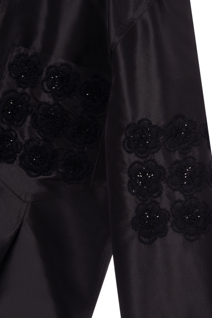 BLACK ROW FLOWERS  СОРОЧКА ТАФТА ШОВКОВА KARAVAY, фото3