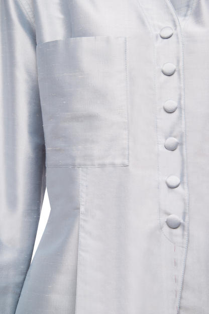 LIGHT BLUE SILK SHANTUNG  СОРОЧКА KARAVAY, фото3